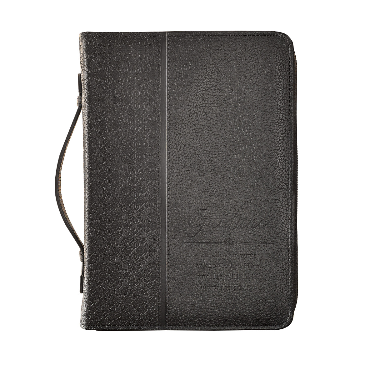 Guidance Black Faux Leather Classic Bible Cover (Large)